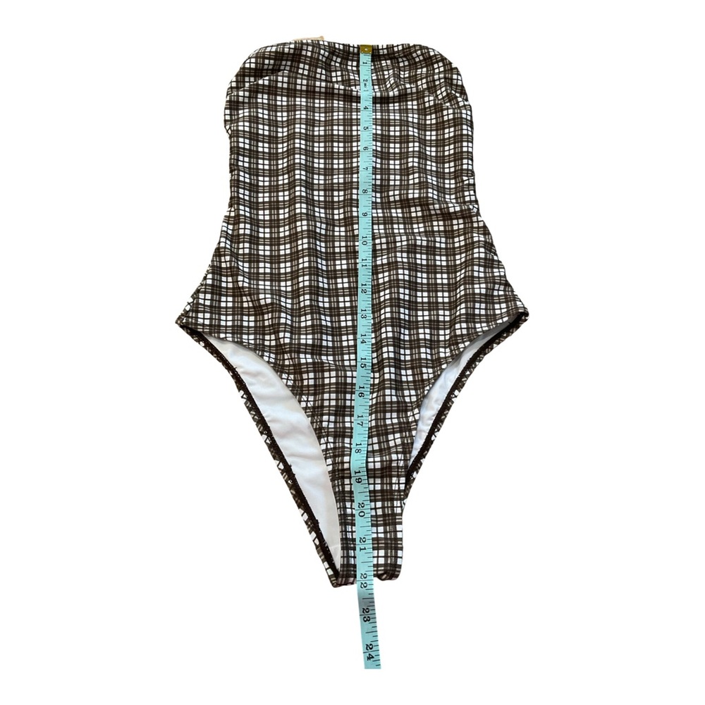 Afends Checkered Brown strapless one piece Swimsuit color Coffee Check size XS - Picture 4 of 7